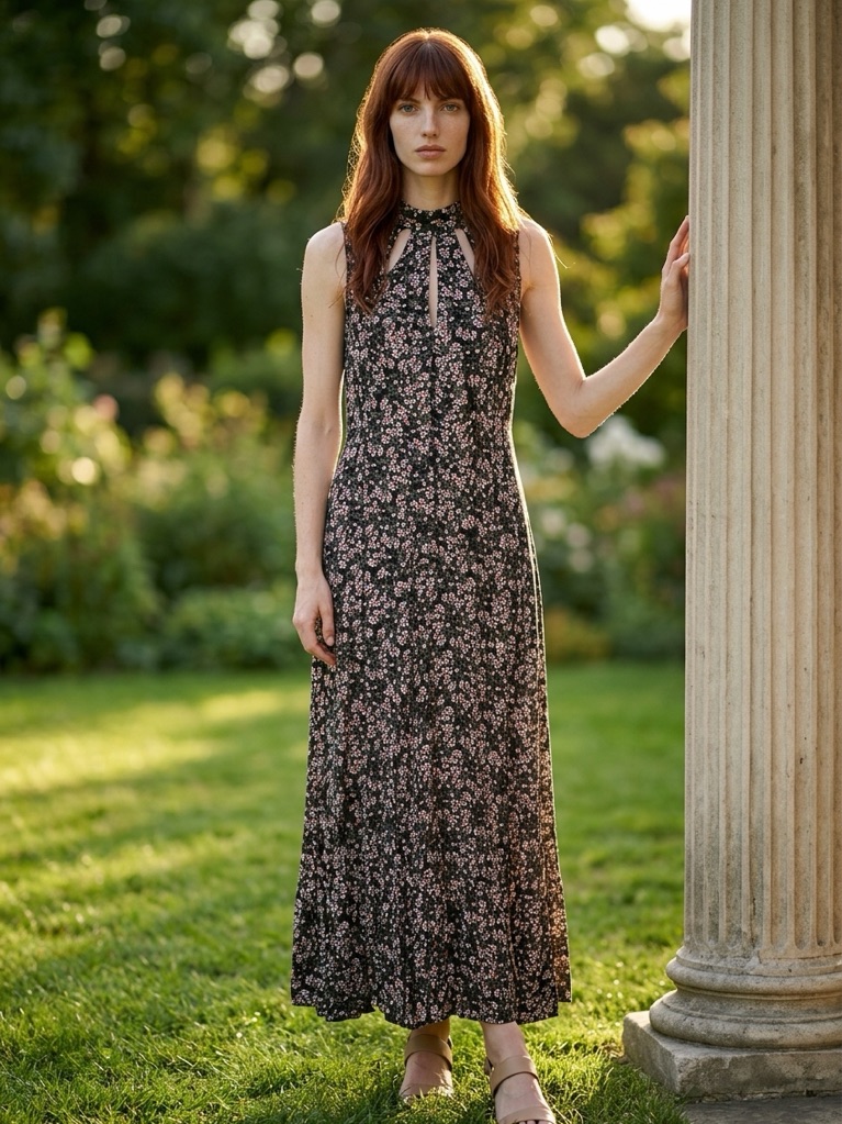 Anthropologie Black Floral Jumpsuit With Pink & Green Accents